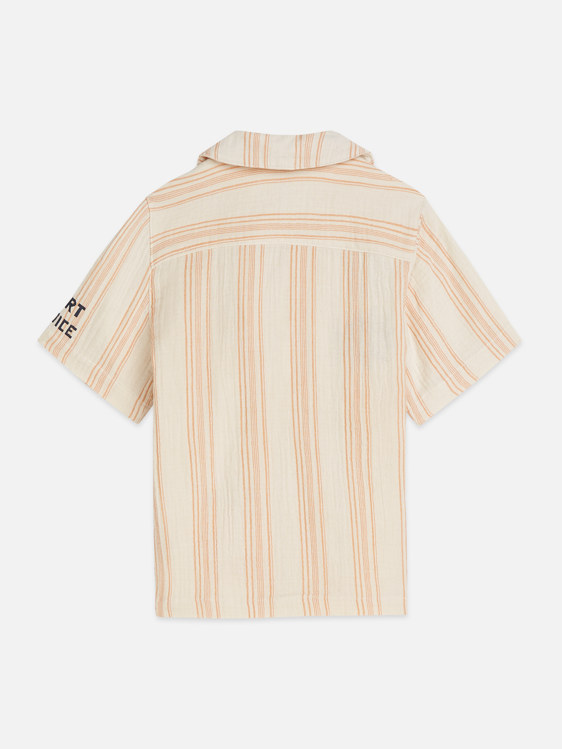 Placed embroidery stripe cotton short sleeve shirt