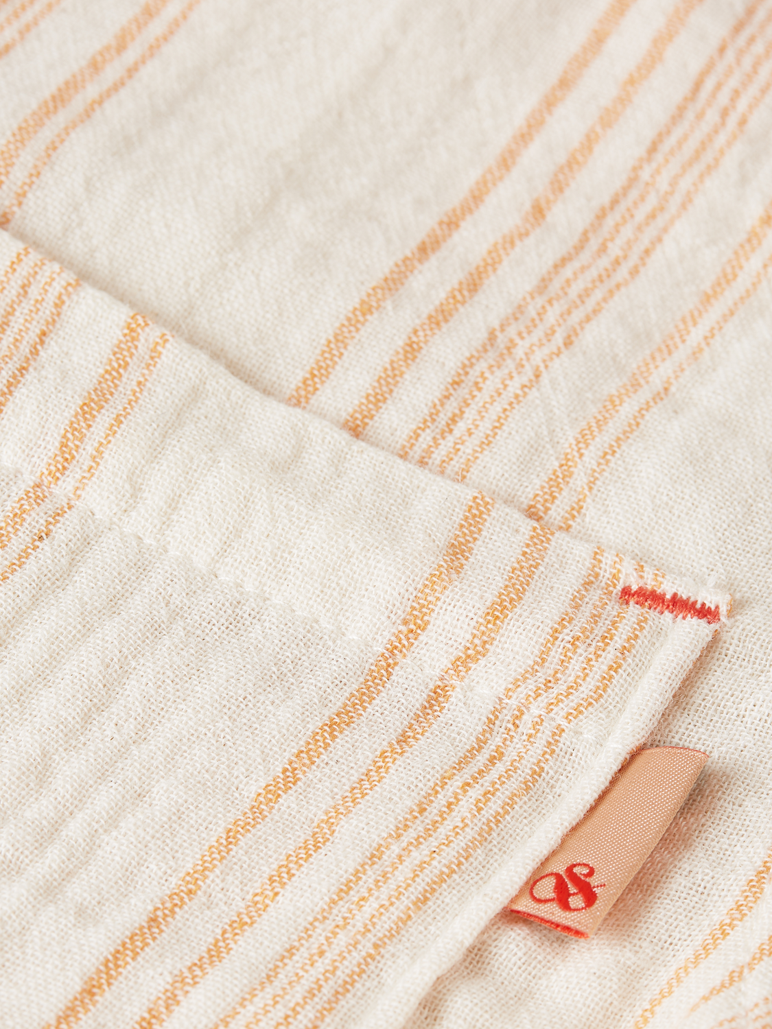 Placed embroidery stripe cotton short sleeve shirt