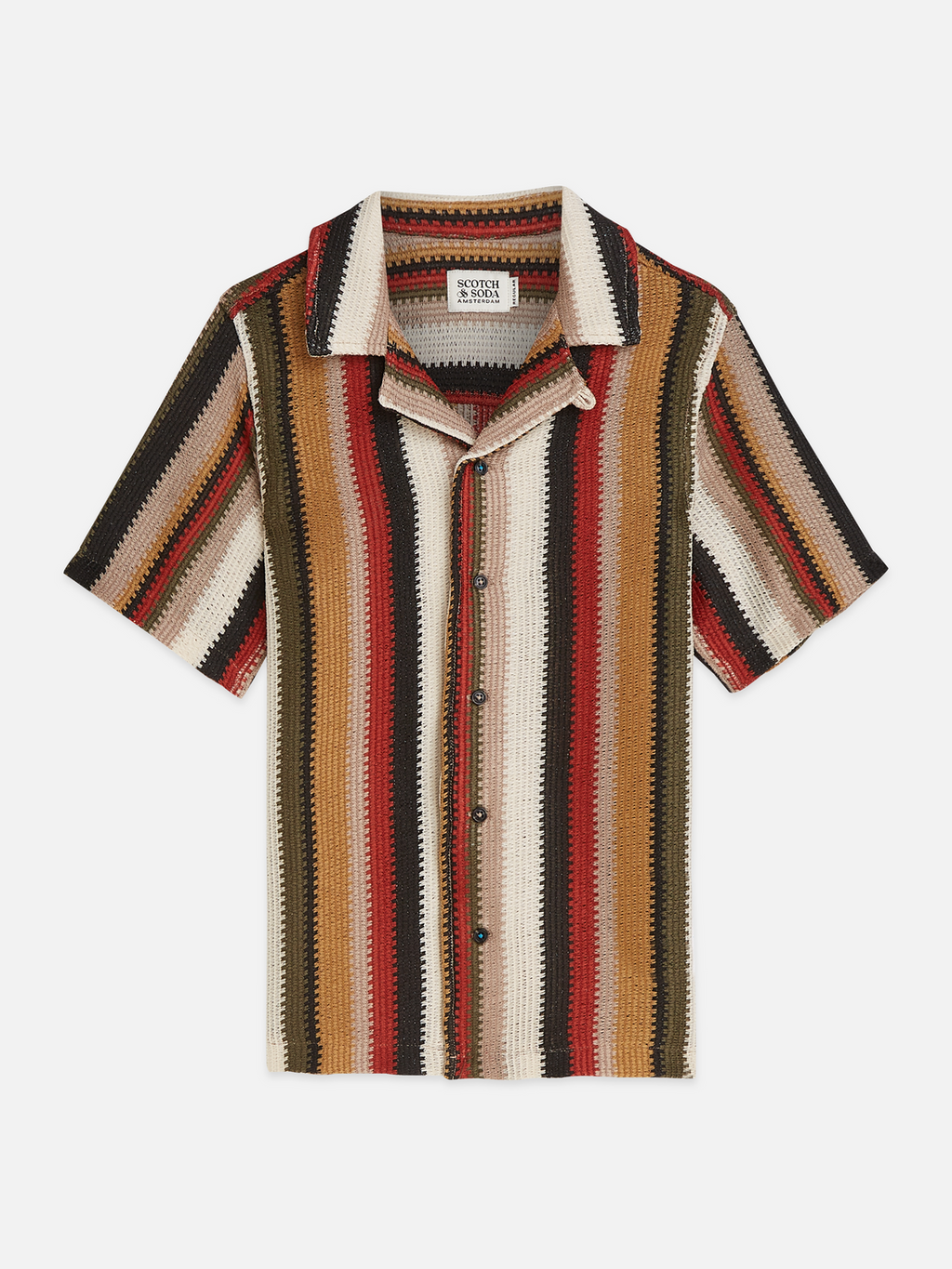 Boys Multicolour knitted stripe short sleeve shirt