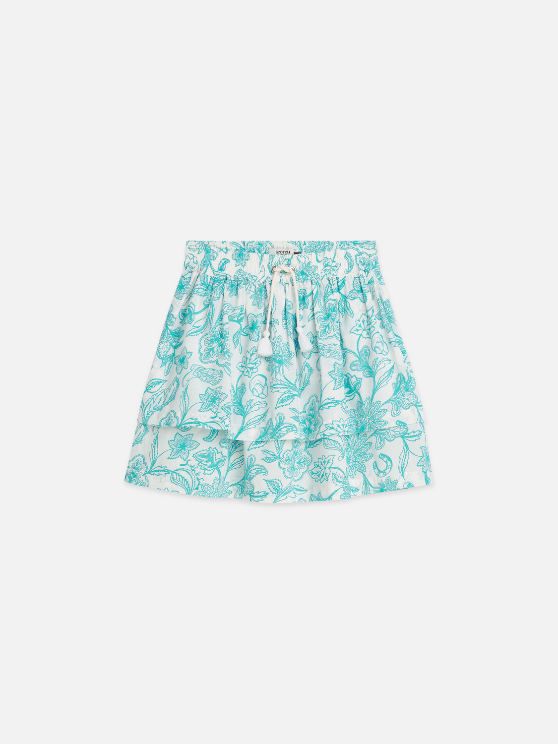 Girls Printed cotton modal ruffle skirt
