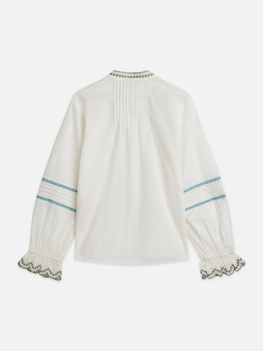 Embroidered cuff longsleeve cotton shirt