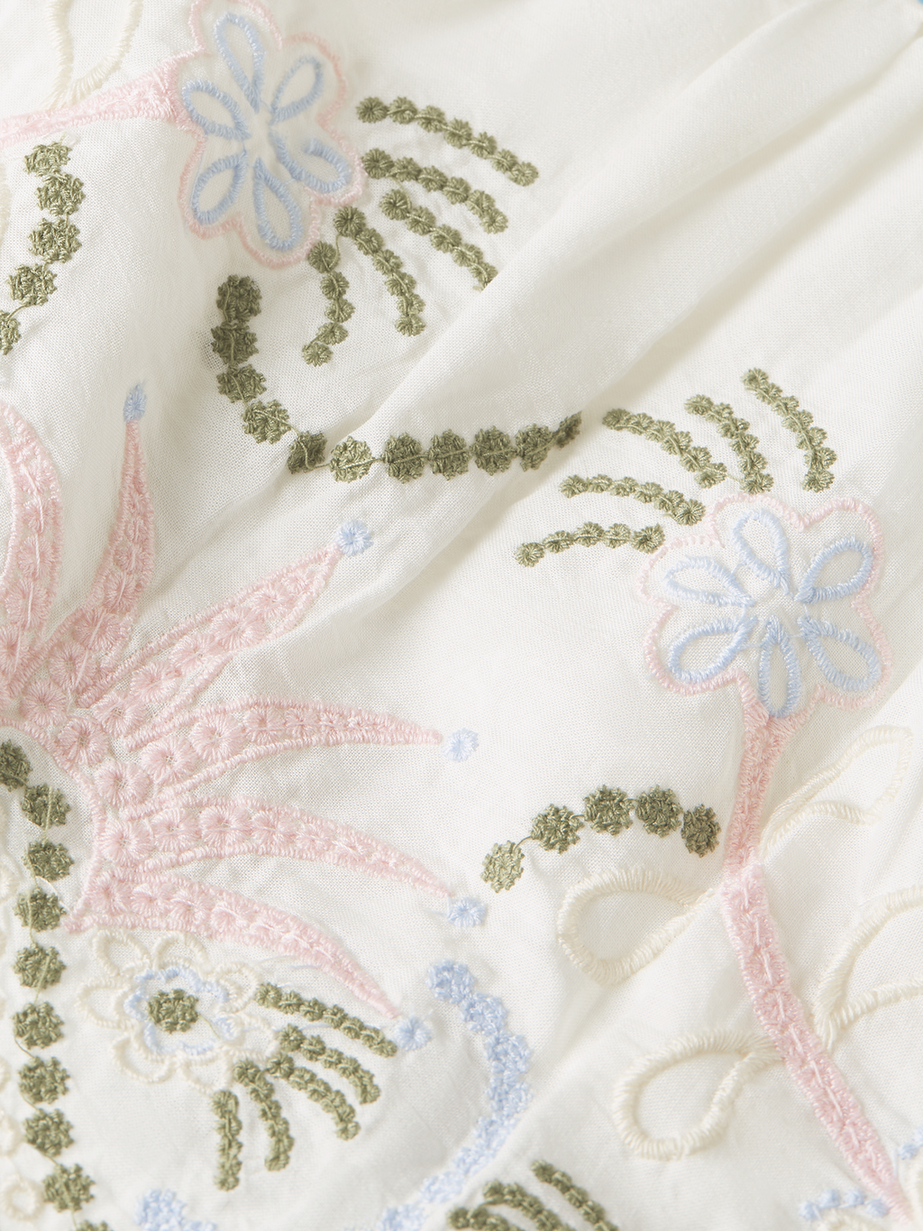 Embroidered hem cotton skirt