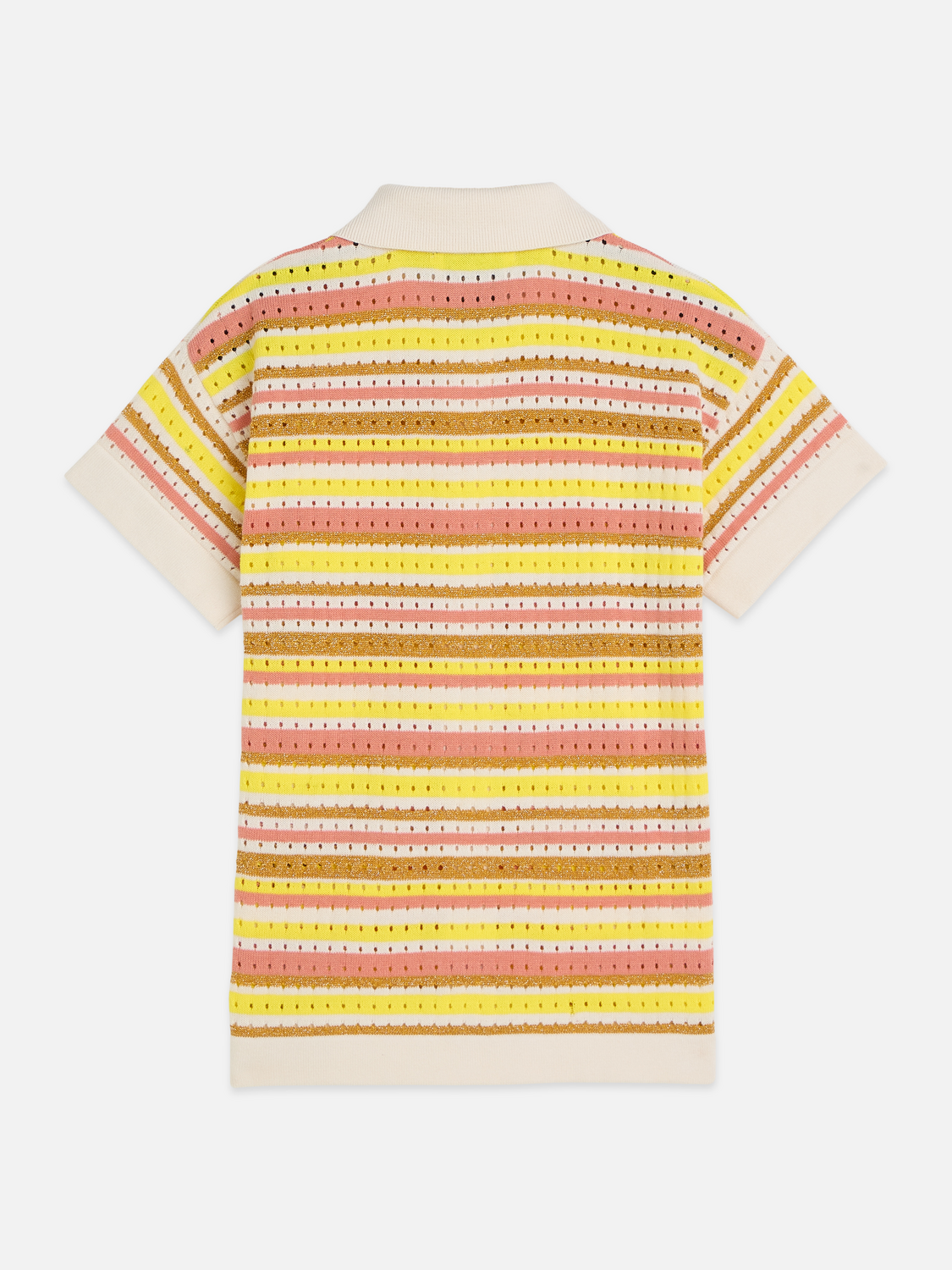 Lurex stripe shortsleeve knitted shirt