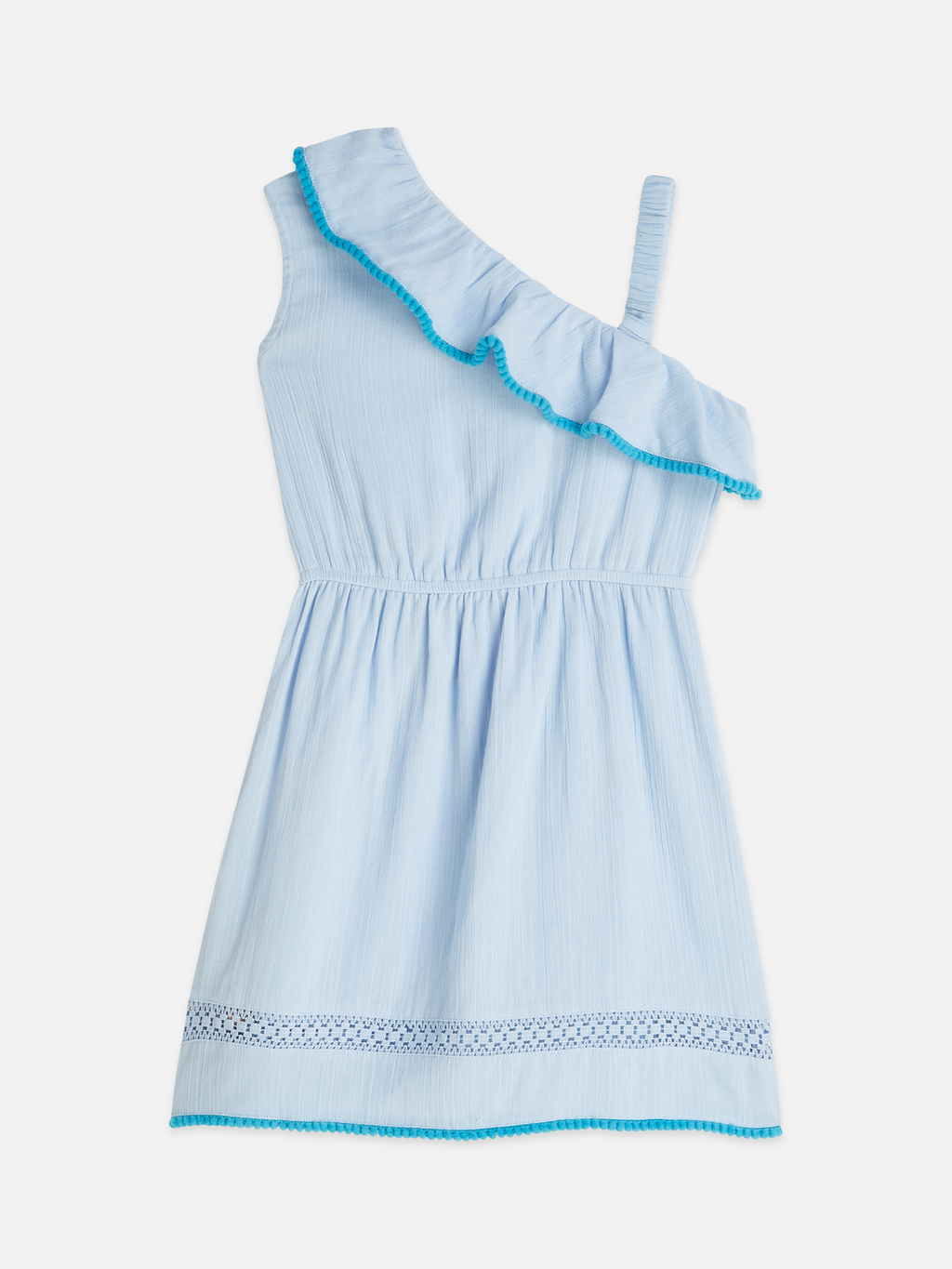 Asymmetrical ruffle cotton dress