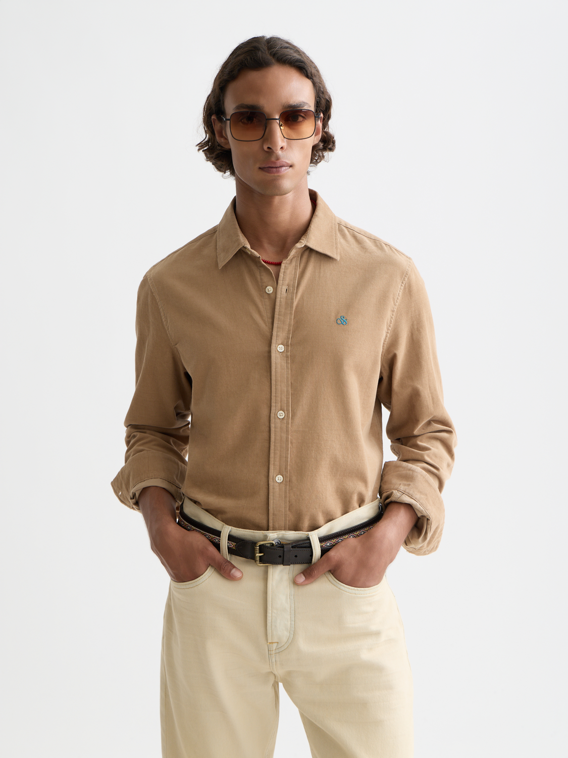 Lightweight corduroy regular shirt