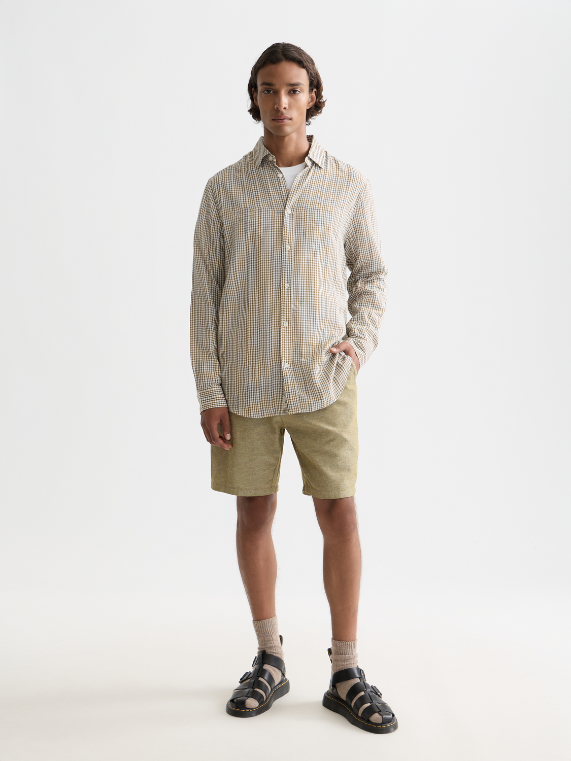 Microcheck cotton poplin shirt