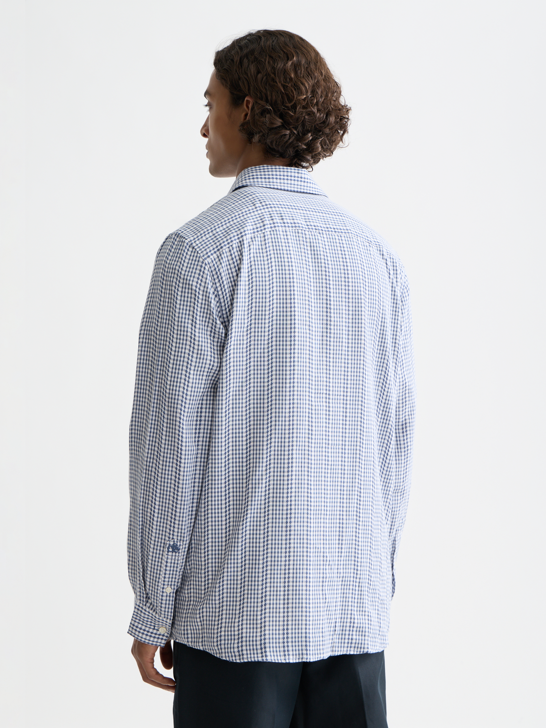 Microcheck cotton poplin shirt