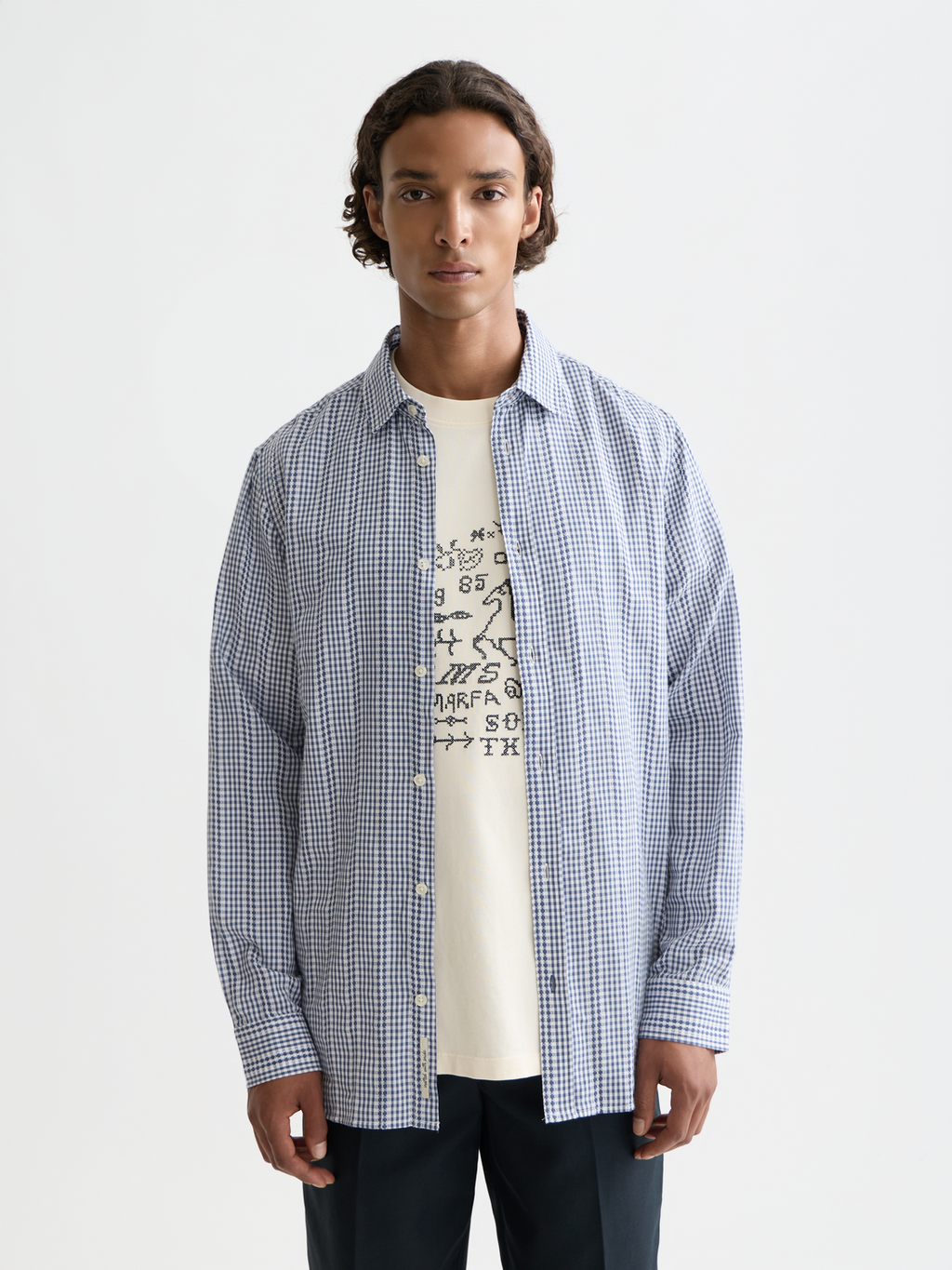Microcheck cotton poplin shirt