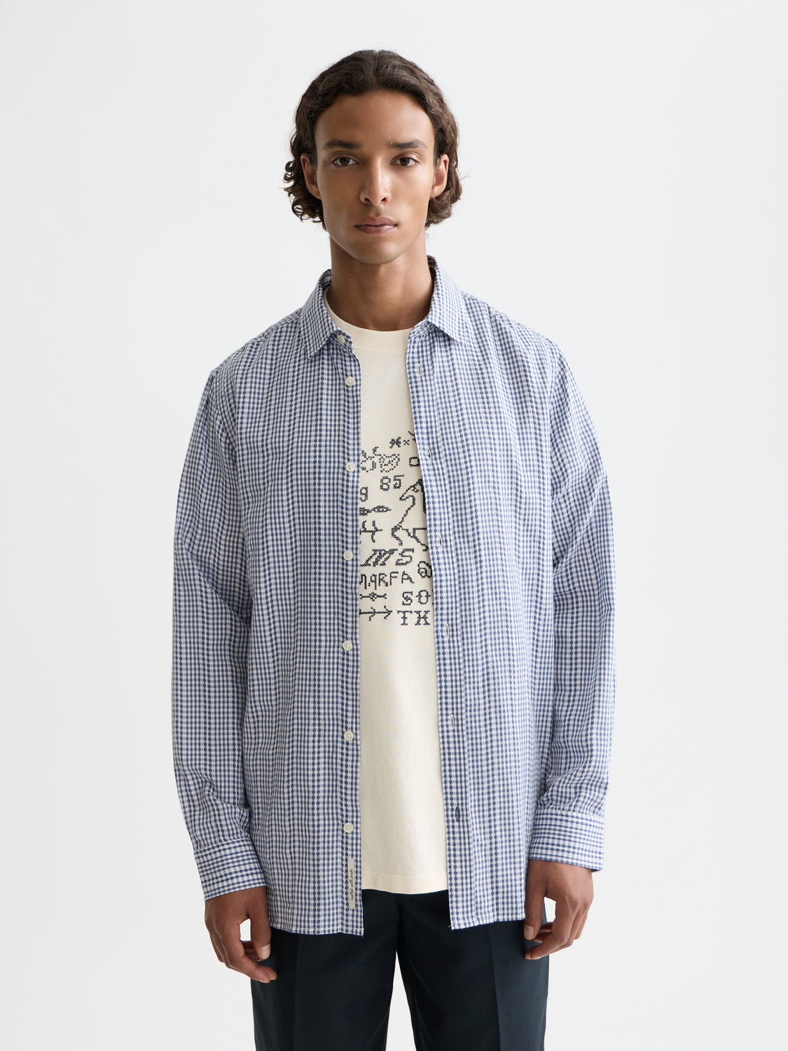 Microcheck cotton poplin shirt