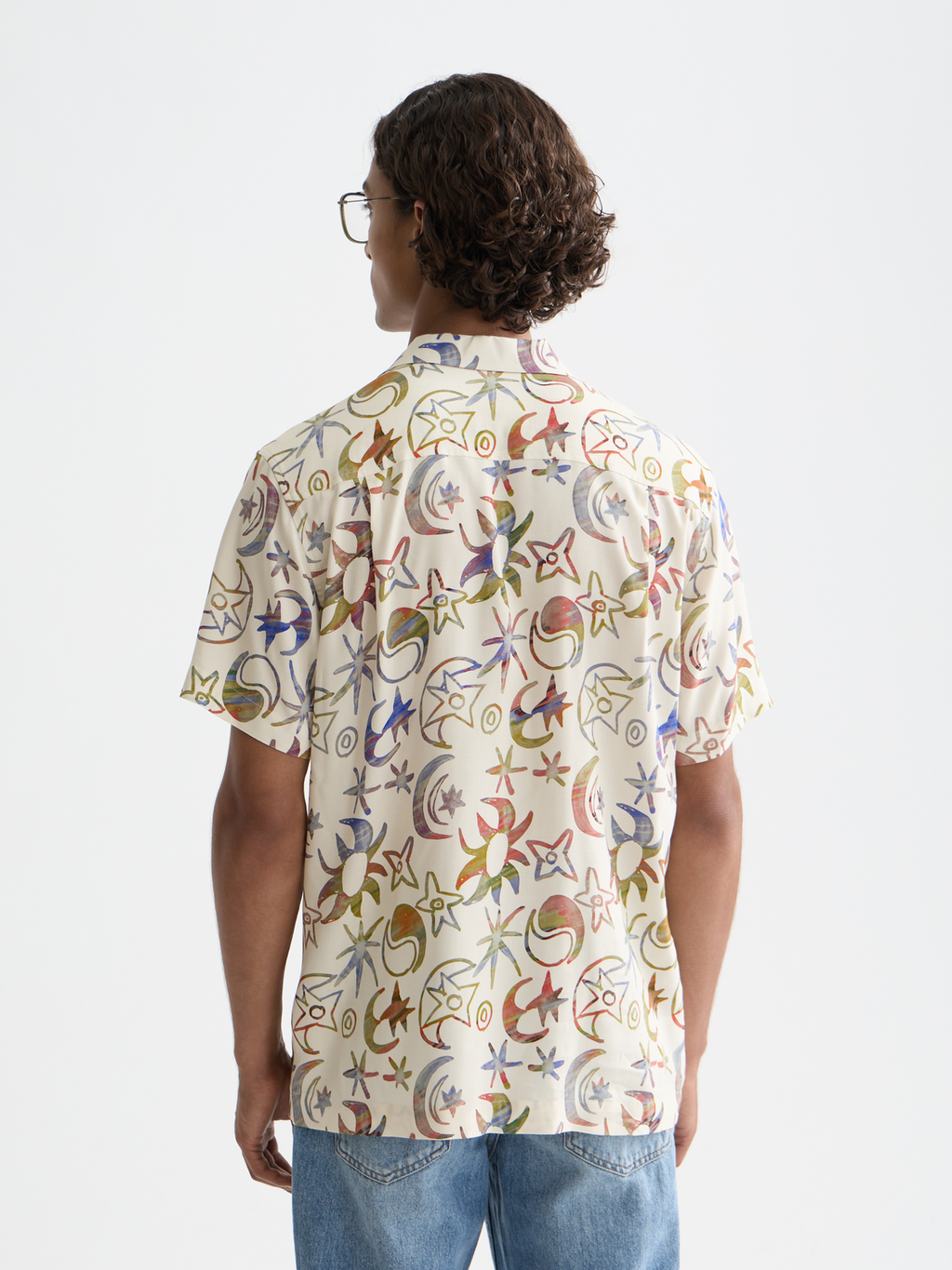Printed viscose short-sleeve shirt