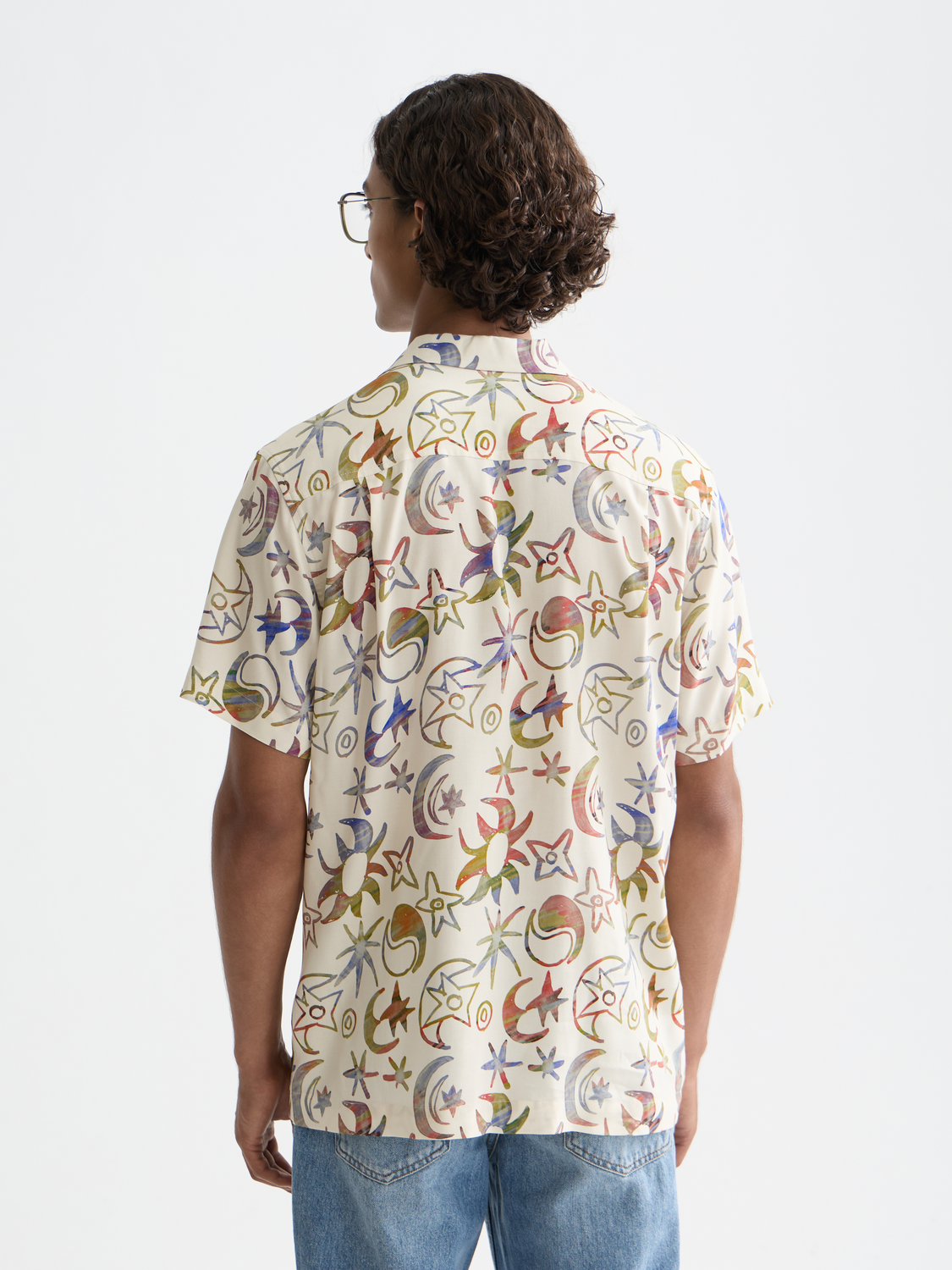 Printed viscose short-sleeve shirt