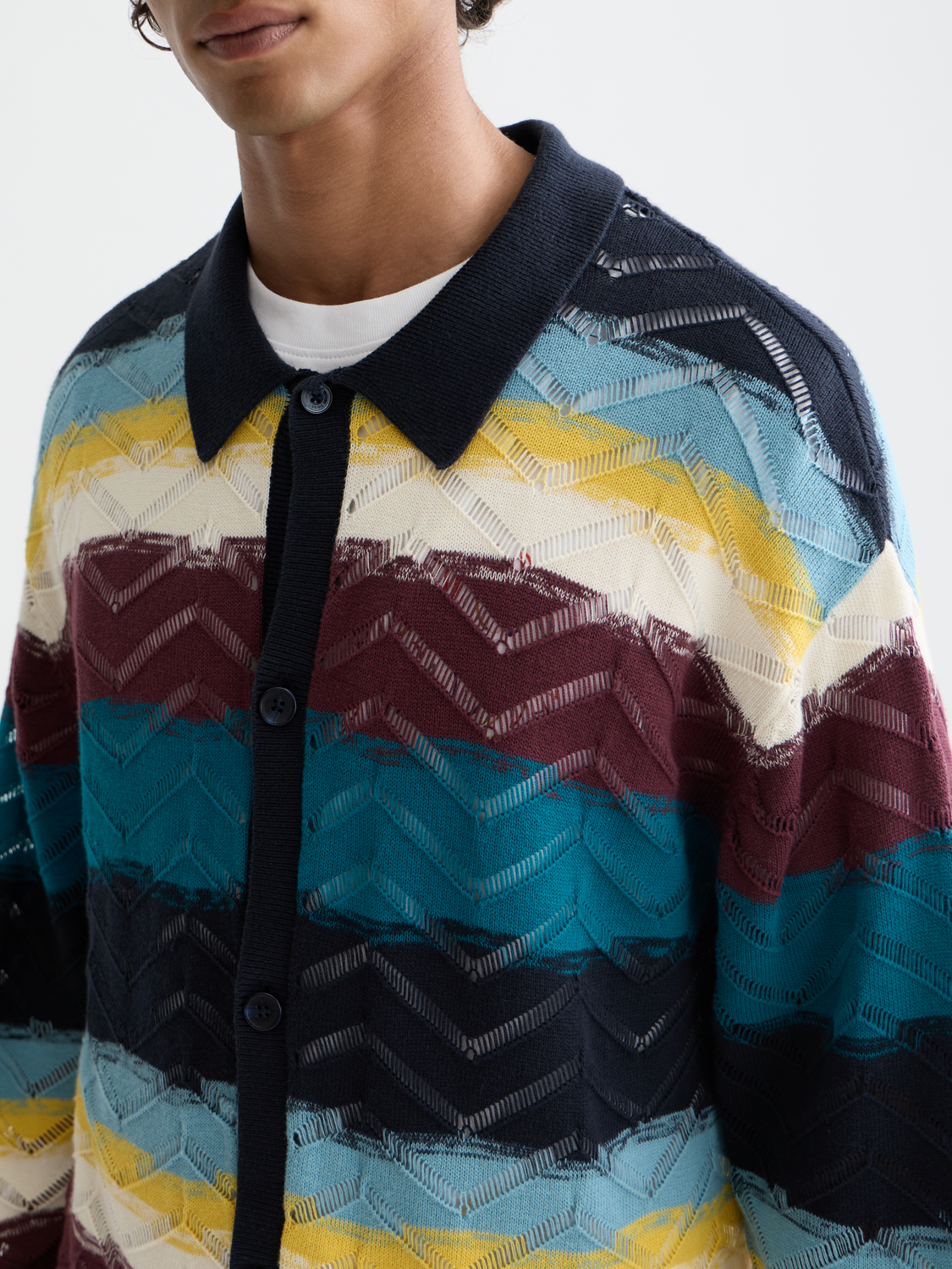 Open structure knitted cardigan