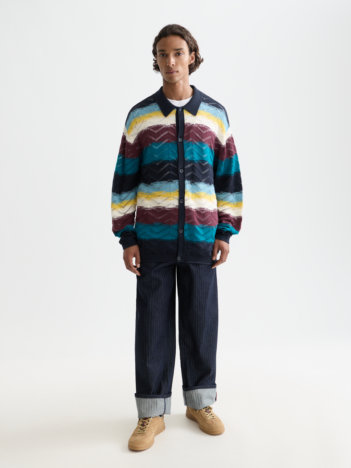 Open structure knitted cardigan