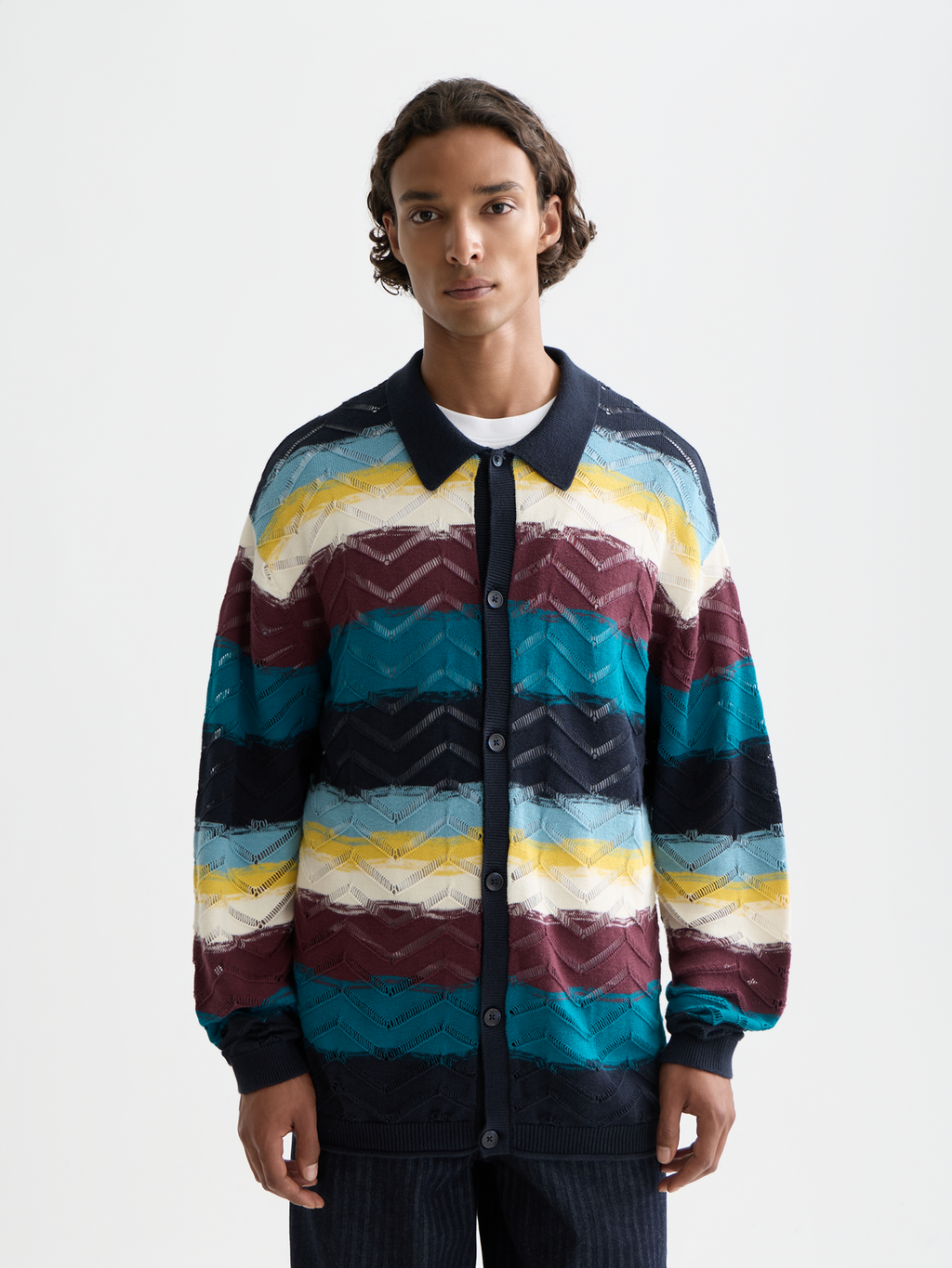 Open structure knitted cardigan