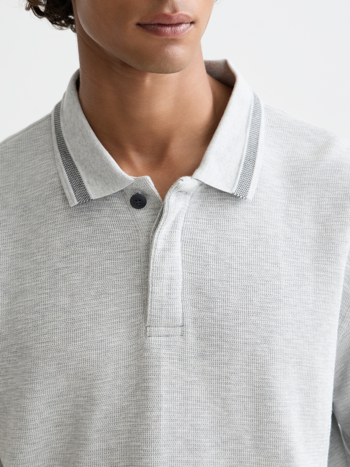 Structured relaxed-fit long-sleeved polo