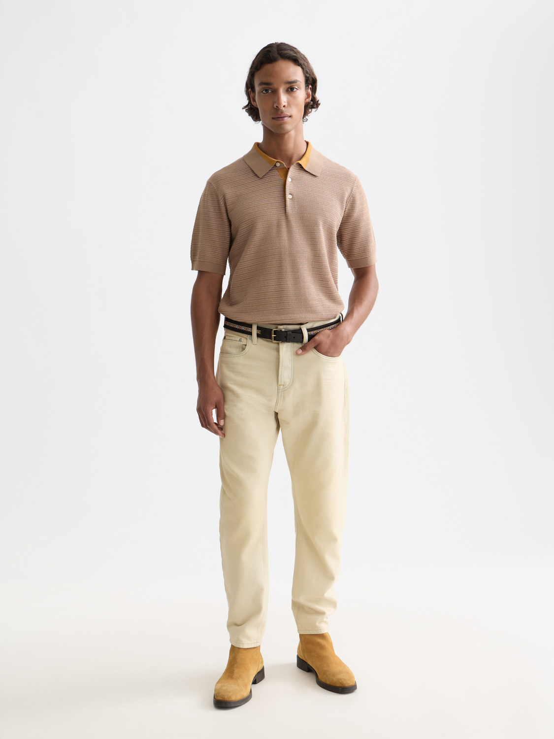 Structured knitted polo