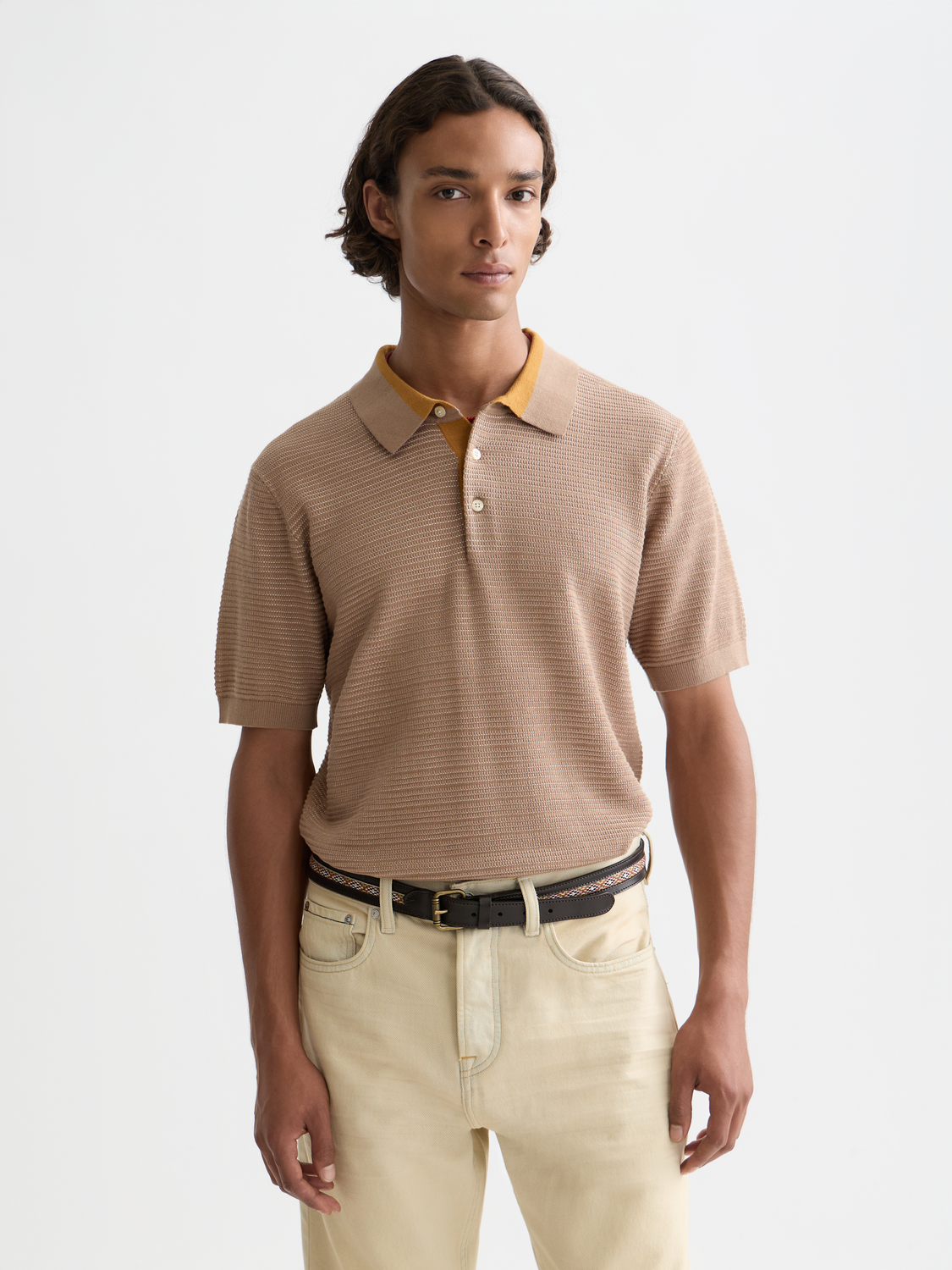 Structured knitted polo