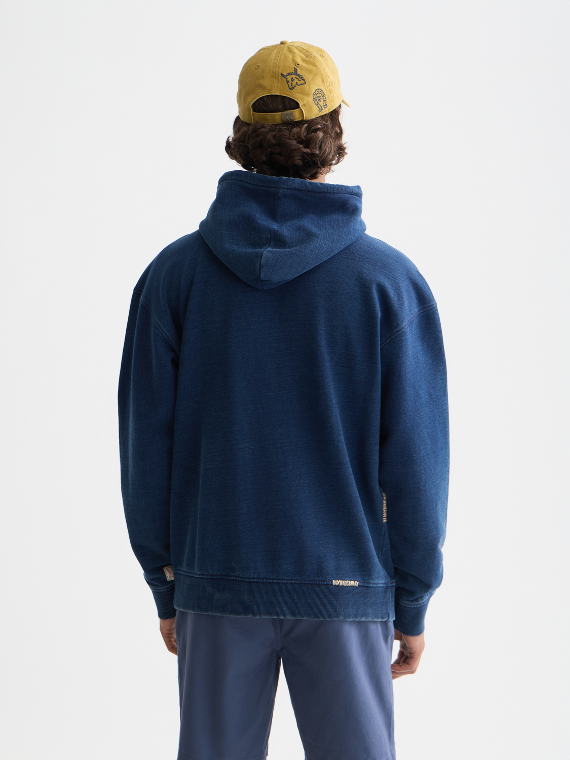 Worked out twisted indigo relaxed-fit hoodie