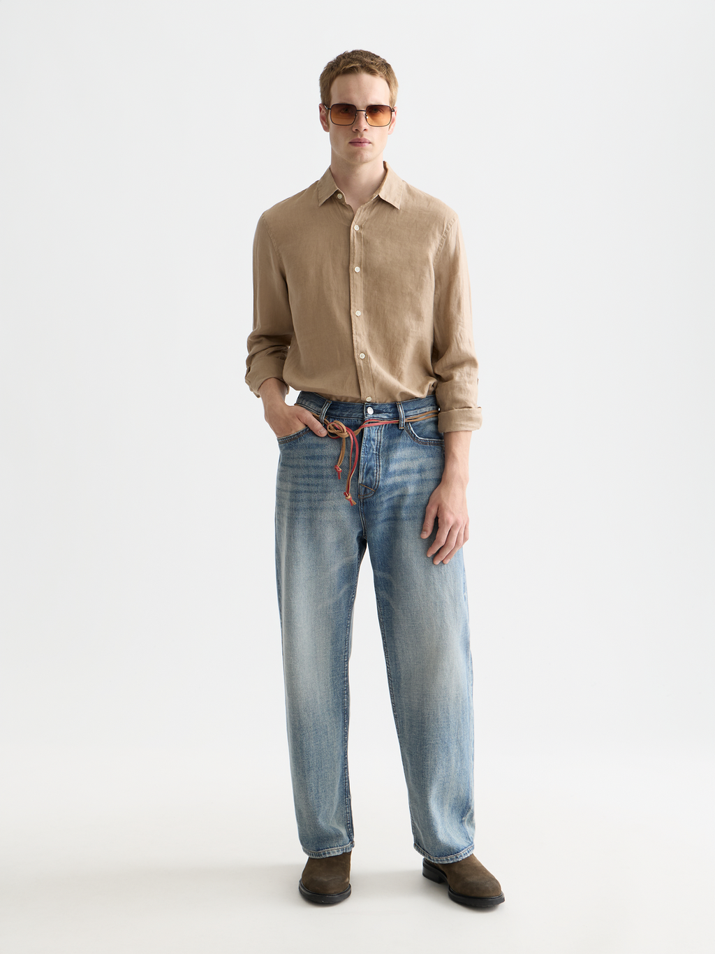 Seasonal core linen regular-fit shirt