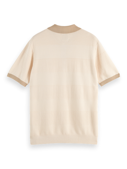 Regular-fit knitted tone on tone striped polo