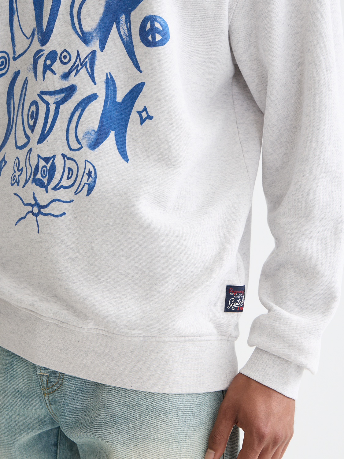 Washed denim graphic sweat