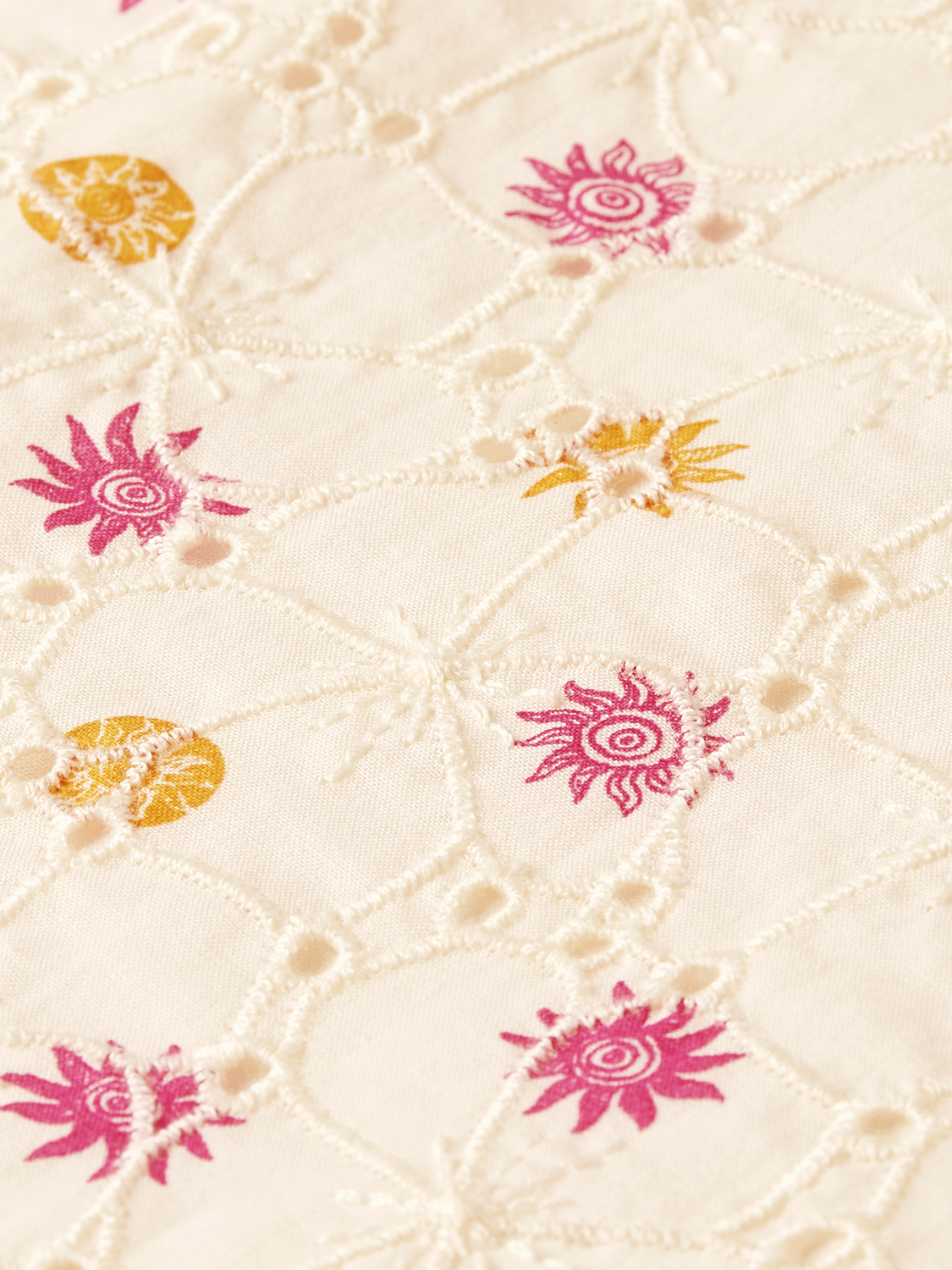 Printed embroidered cotton dress