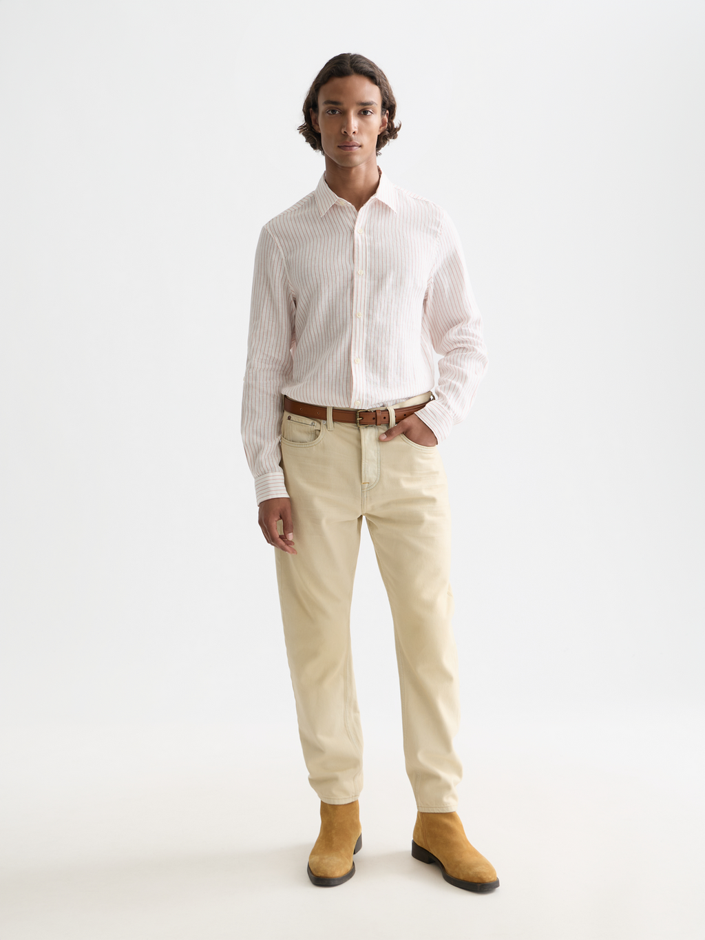 Striped linen regular-fit shirt