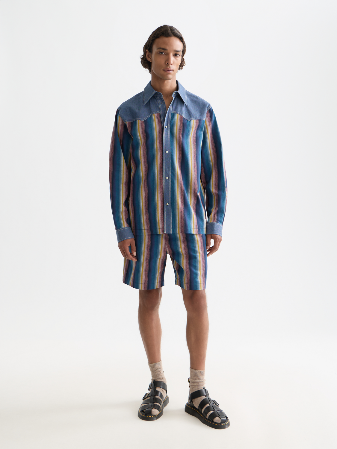 Multicolor stripe western shirt