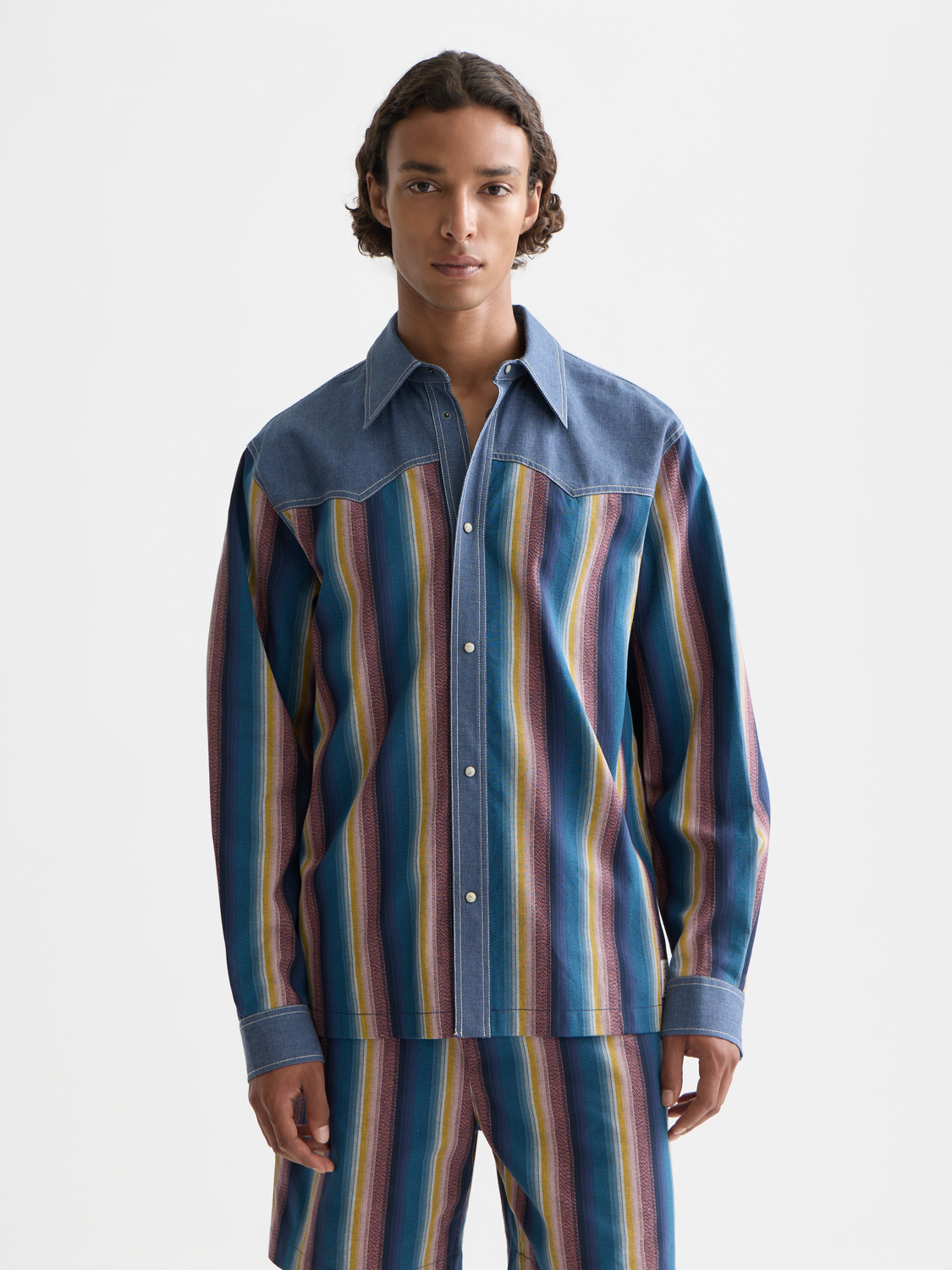 Multicolor stripe western shirt