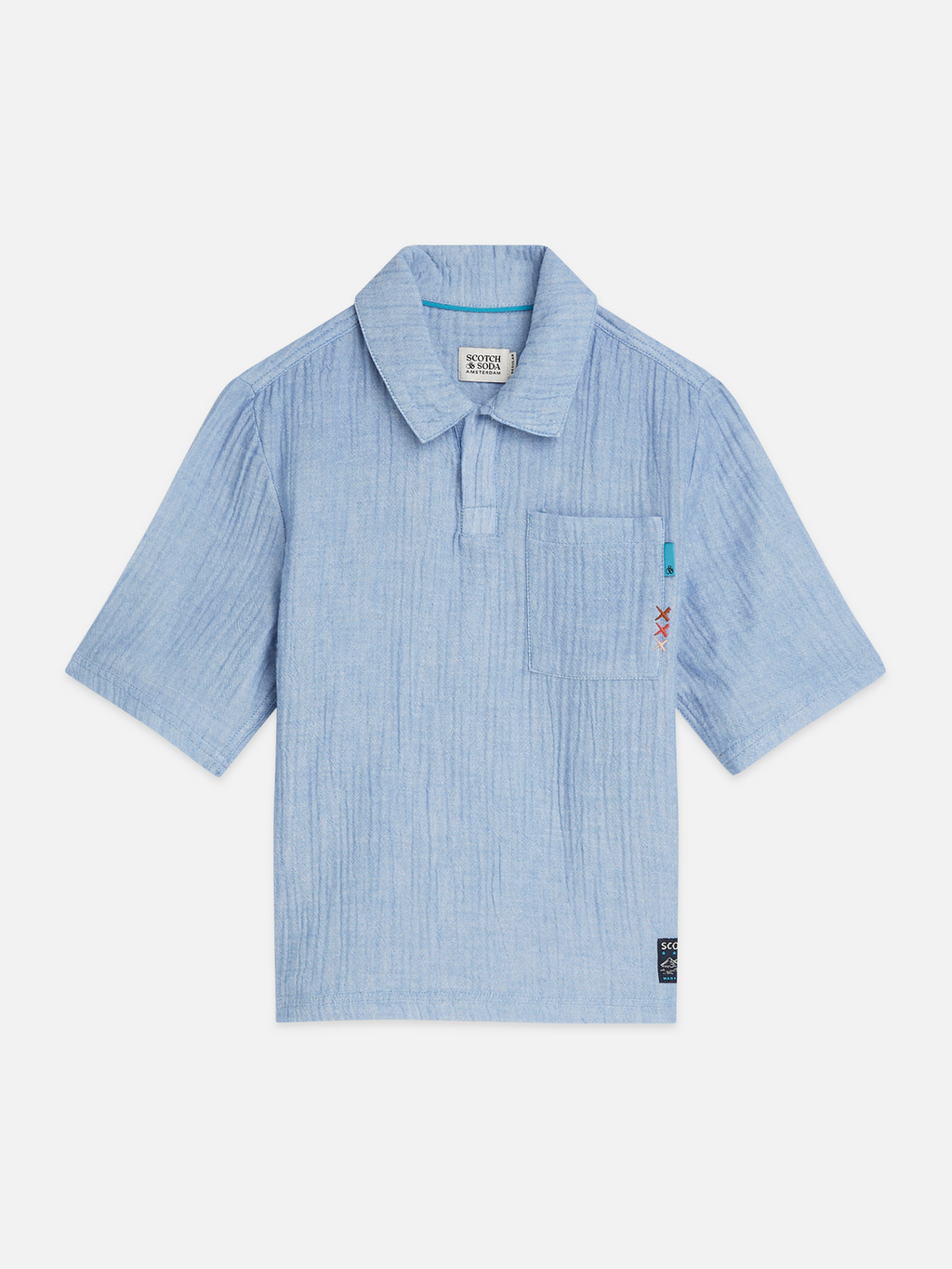 Boys Cotton chambray short sleeve shirt
