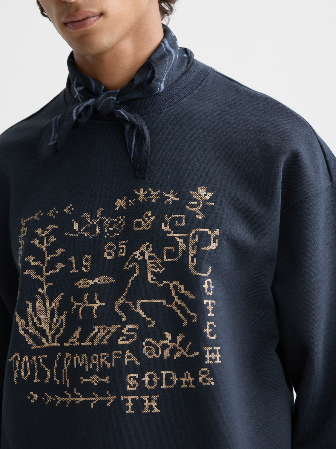 Cross stitch artwork relaxed sweatshirt