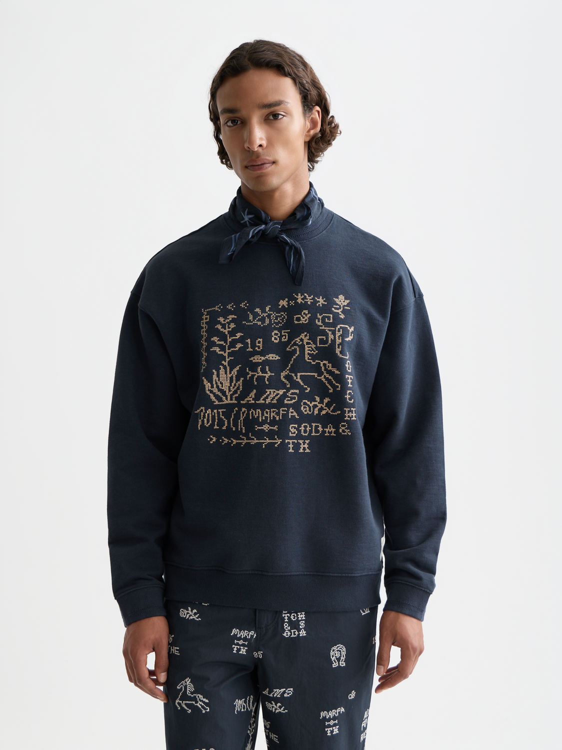 Cross stitch artwork relaxed sweatshirt