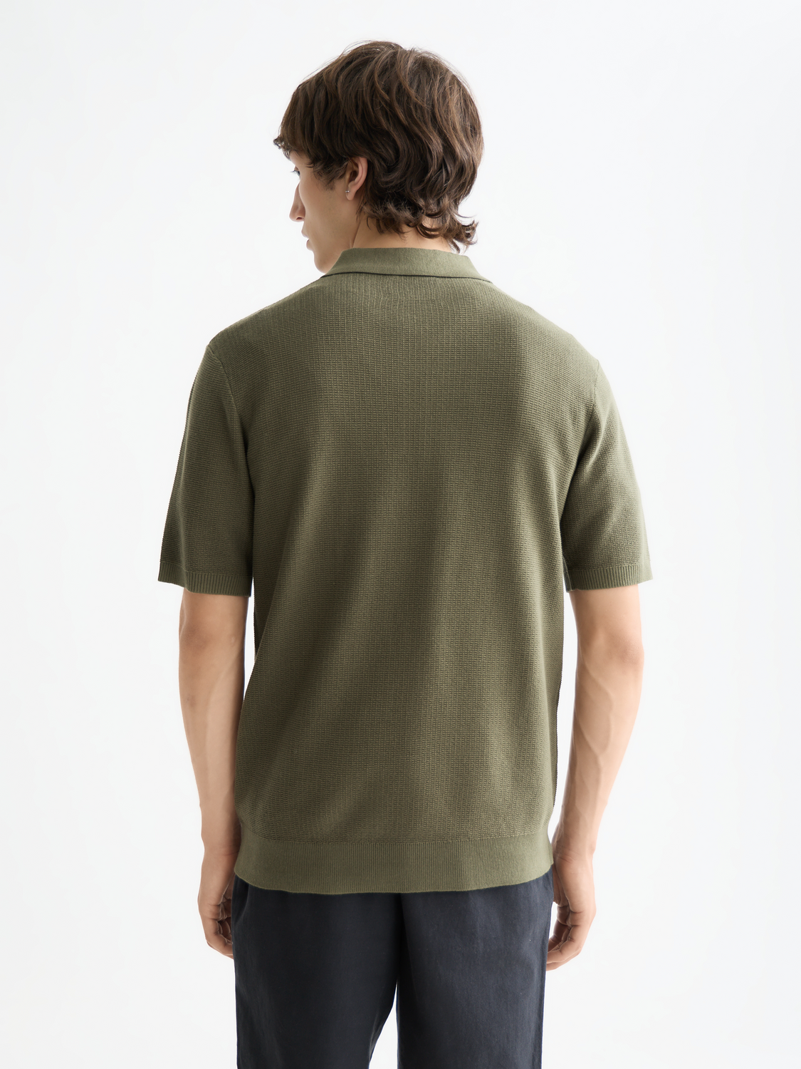 Structured knitted regular-fit polo