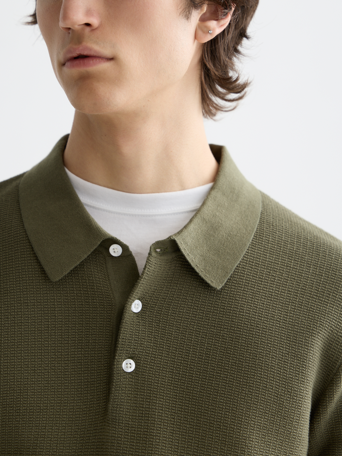 Structured knitted regular-fit polo