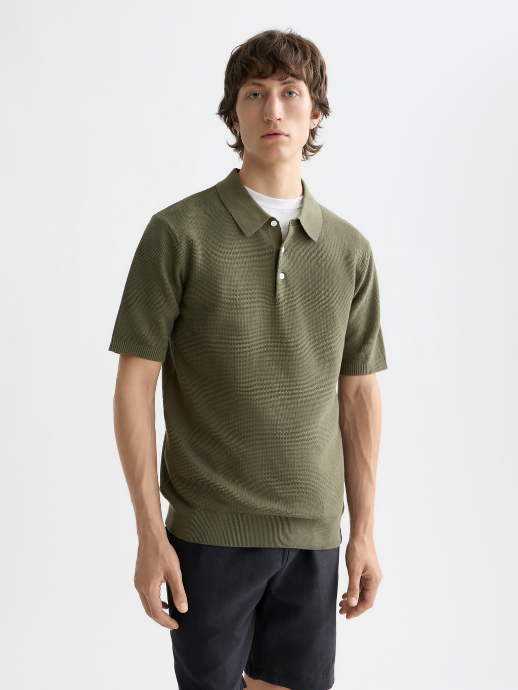 Structured knitted regular-fit polo