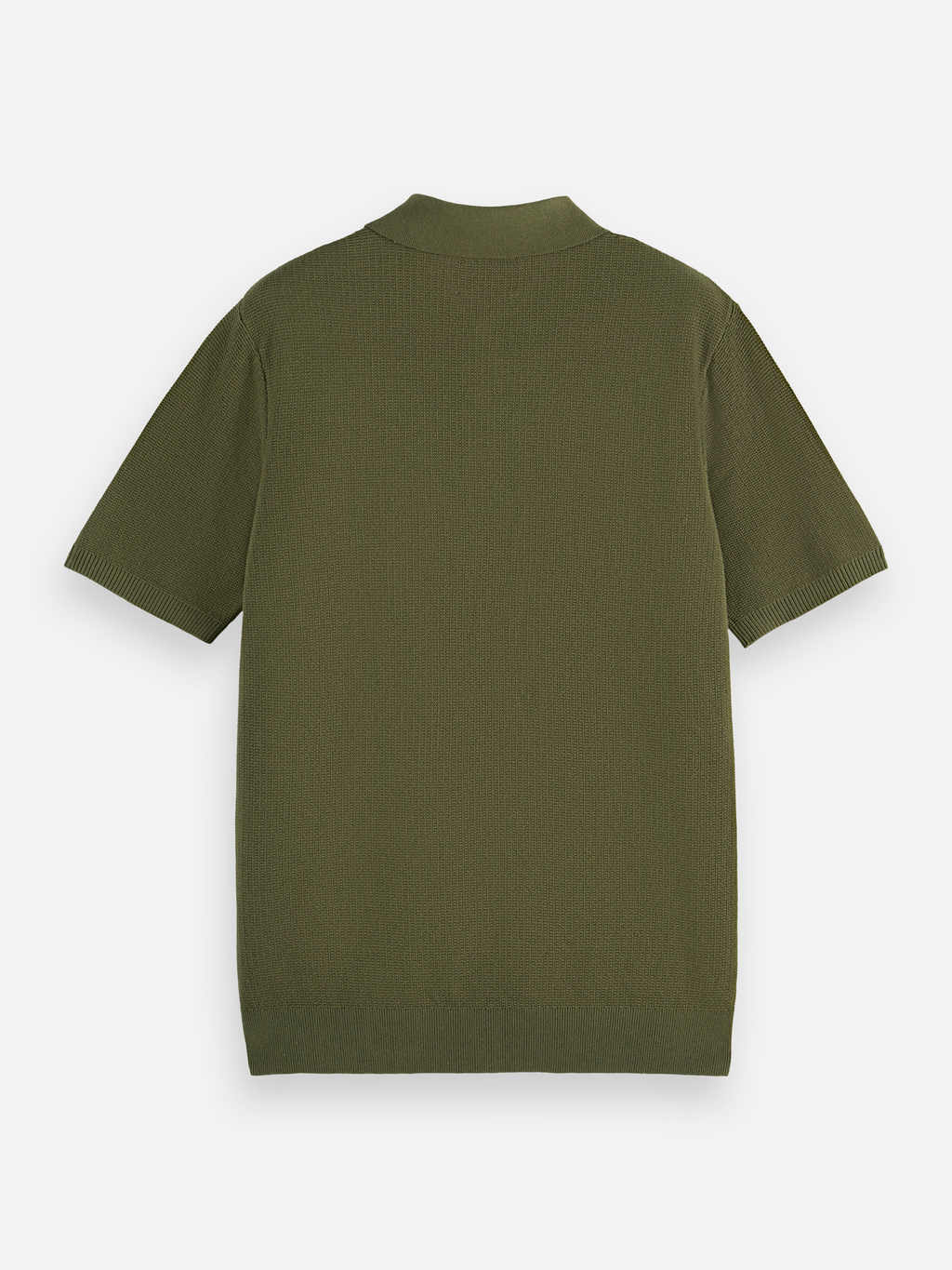 Essentials Structured knitted regular-fit polo - OLIVE NIGHT