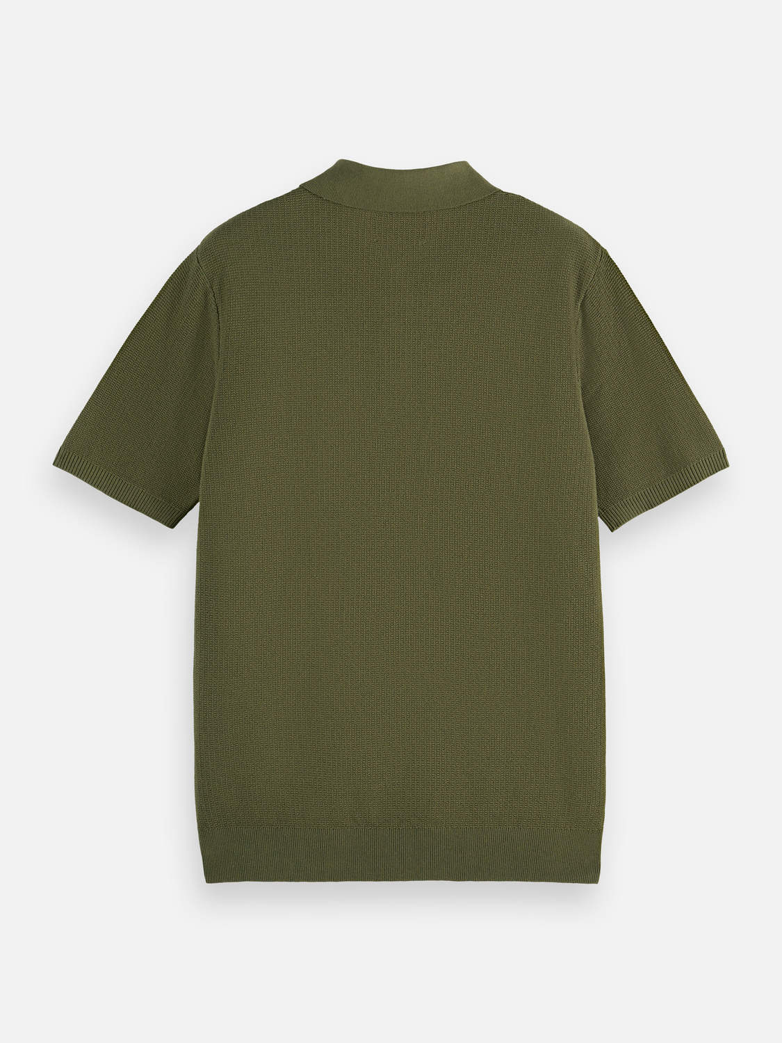Essentials Structured knitted regular-fit polo - OLIVE NIGHT