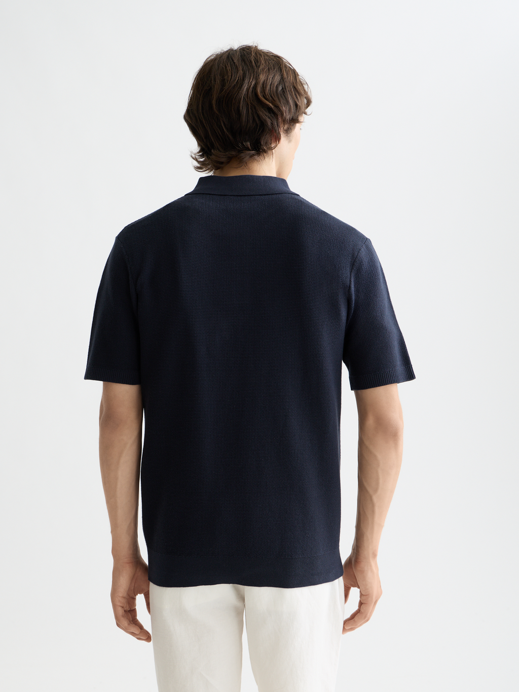 Structured knitted regular-fit polo