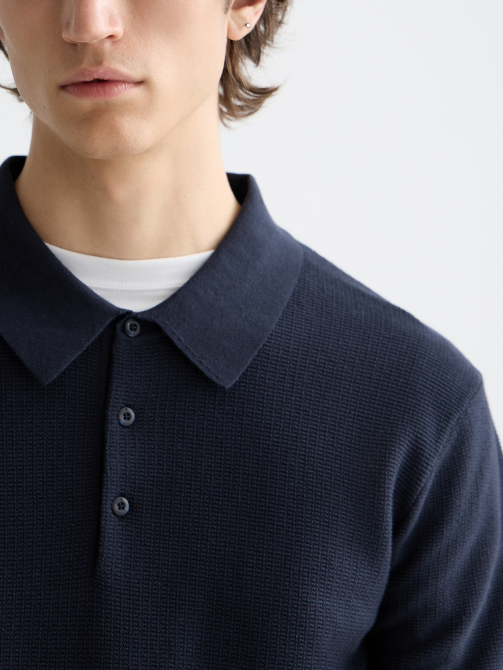 Essentials Structured knitted regular-fit polo - SKY CAPTAIN