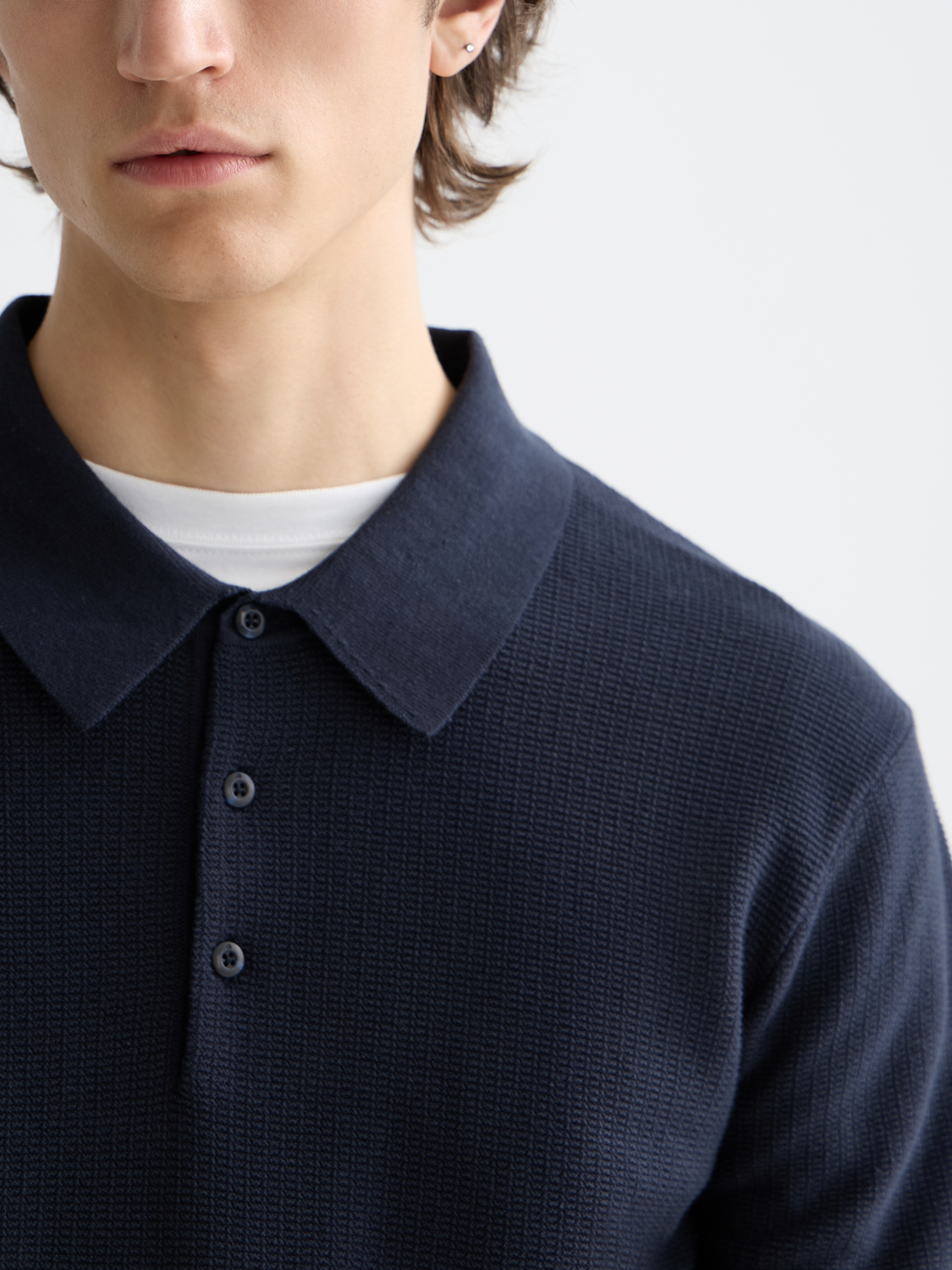 Essentials Structured knitted regular-fit polo - SKY CAPTAIN