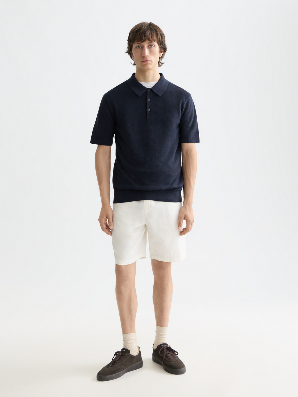 Structured knitted regular-fit polo