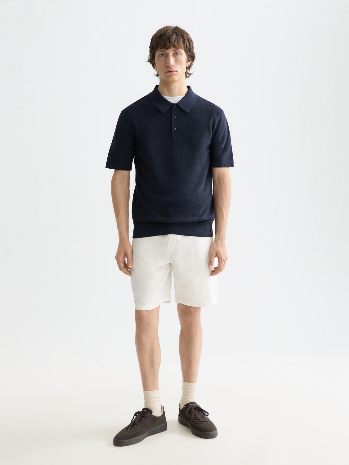 Structured knitted regular-fit polo