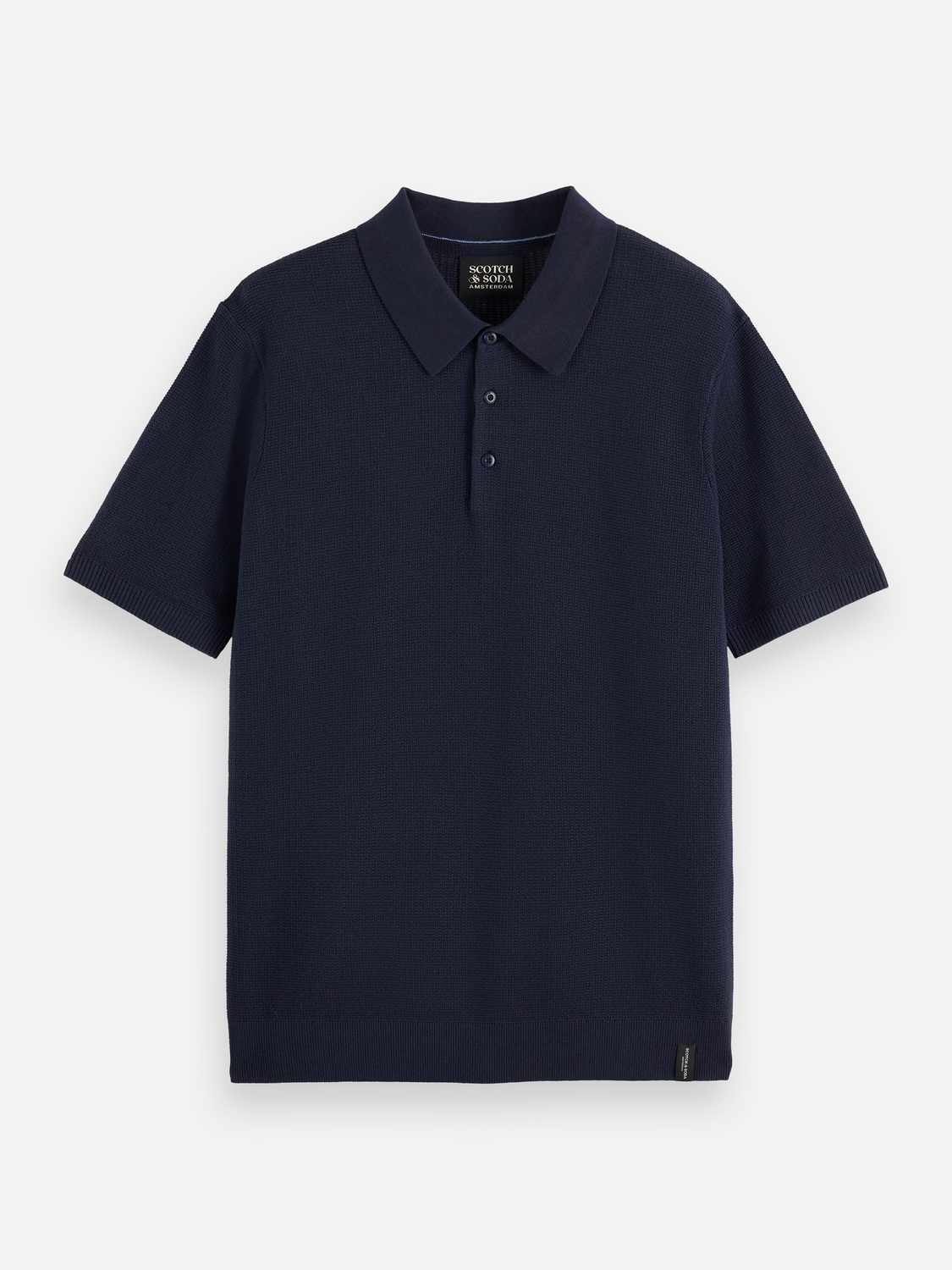 Essentials Structured knitted regular-fit polo - SKY CAPTAIN