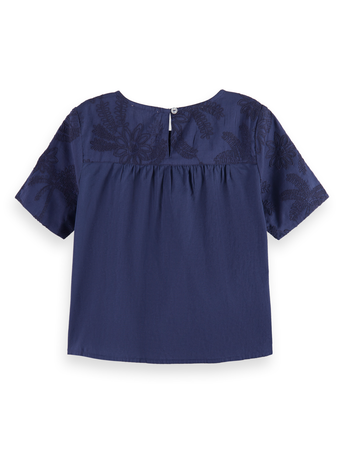 TONAL CHAINSTITCH EMBROIDERED SHORT-SLEEVED TOP