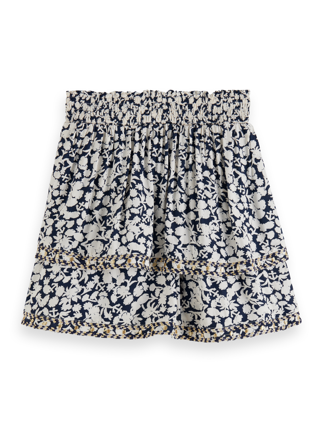 Girls TIERED PRINTED EMBROIDERED VISCOSE MINI SKIRT