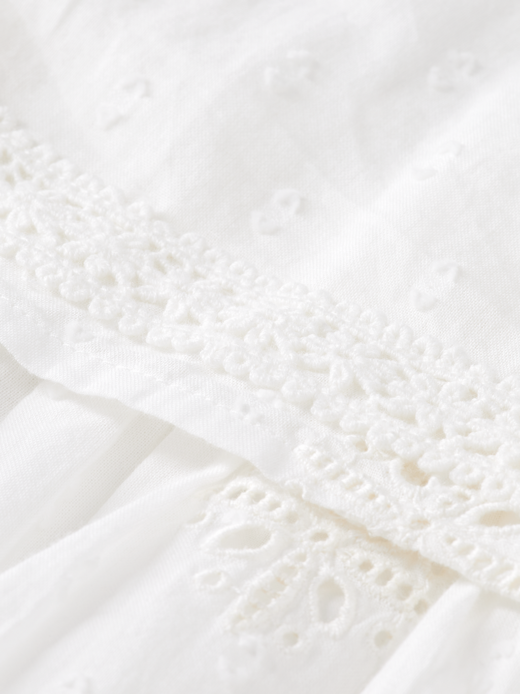 BRODERIE ANGLAISE & CLIP JACQUARD 3/4 SLEEVE DRESS