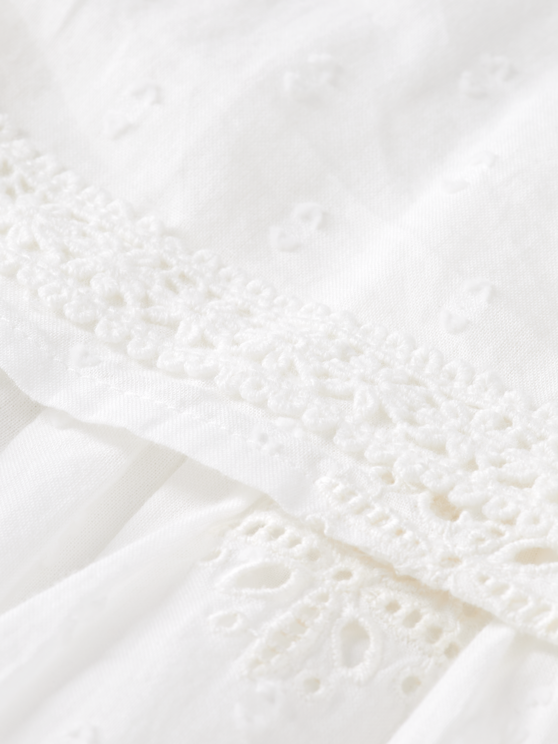 BRODERIE ANGLAISE & CLIP JACQUARD 3/4 SLEEVE DRESS