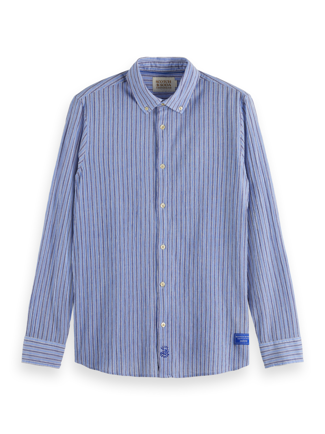 REGULAR FIT CRINKLE STRIPE SHIRT