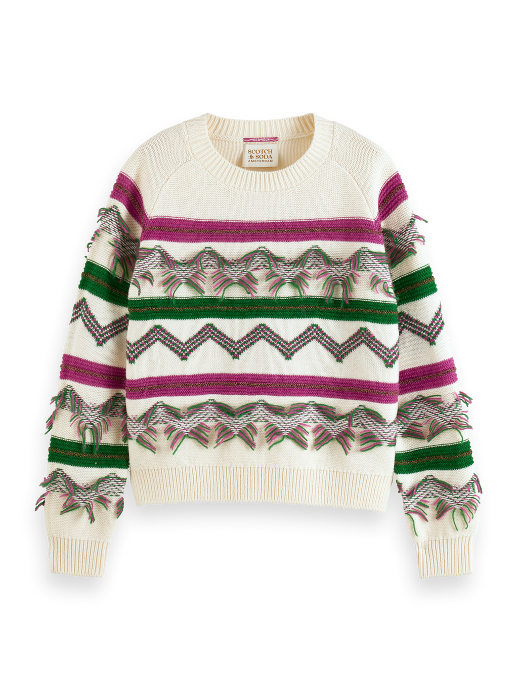 FRINGE JACQUARD PULLOVER