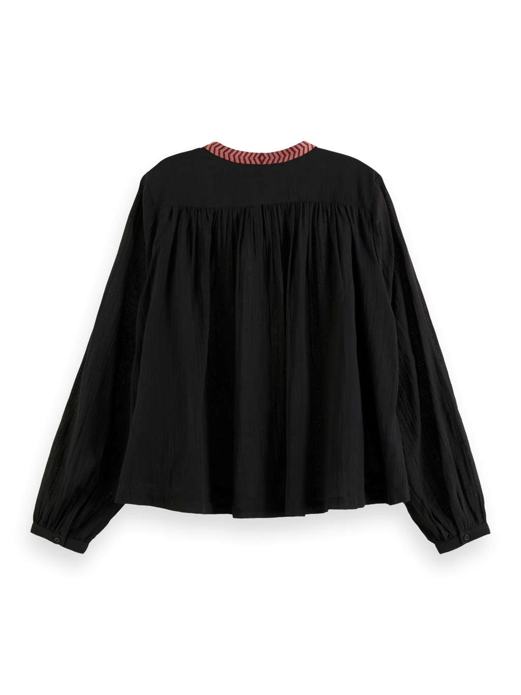 SHIRT WITH GATHERING AND EMBROIDERY DETAIL